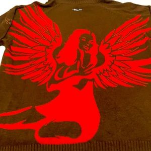 Vintage Robyn Steel winged Angel lady sweater